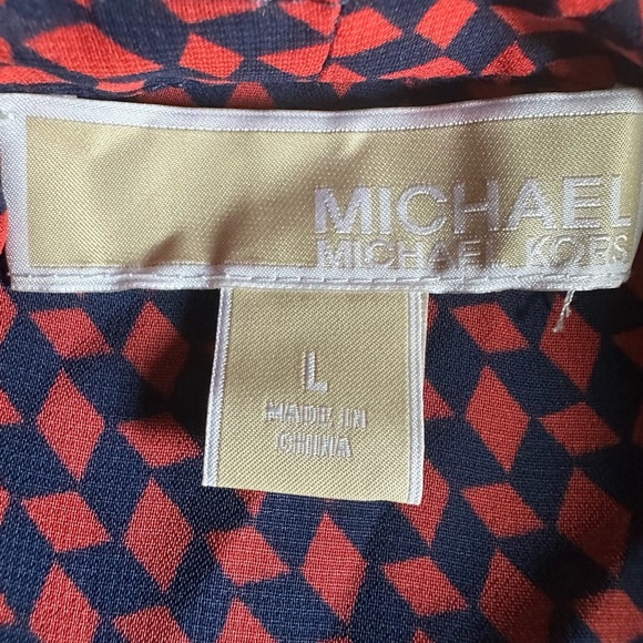 Michael Kors Red and Black Geometric Blouse (910) - Picture 4 of 11